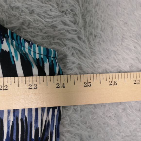 Carolyn Taylor Tunic Blouse Womens 3X Blue Green Attached Necklace Career Top - Picture 6 of 10